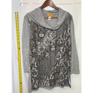 Ruby Rd. Women's Gray Embellished Cowl Neck Sweater‎ Size L
